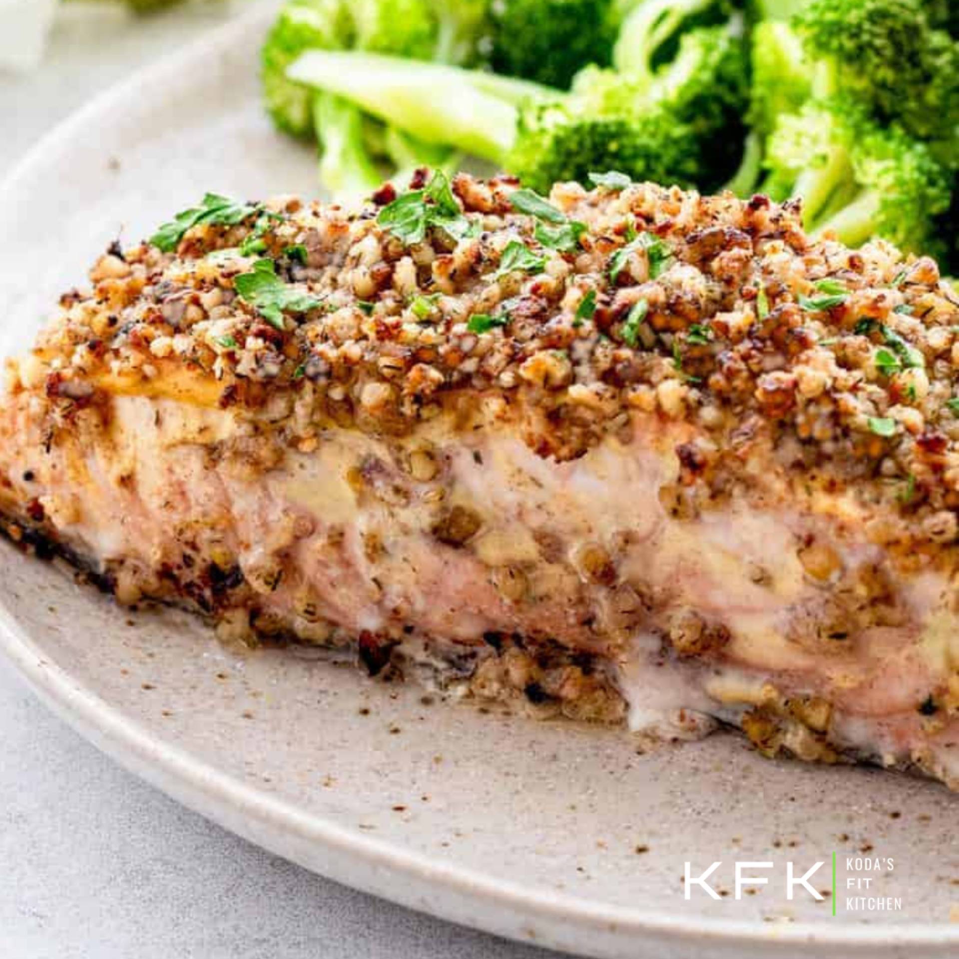 Honey Mustard Pecan Crusted Salmon